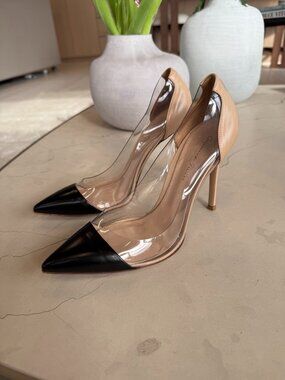 Gianvito Rossi Plexi Black & Tan Clear Pumps